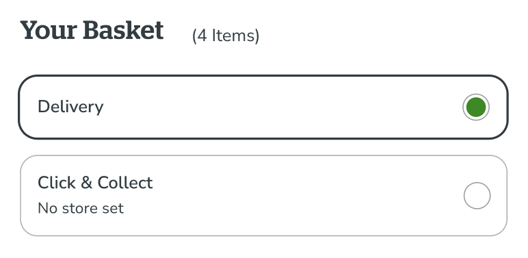 Assumption 1 — fulfilment options above checkout button